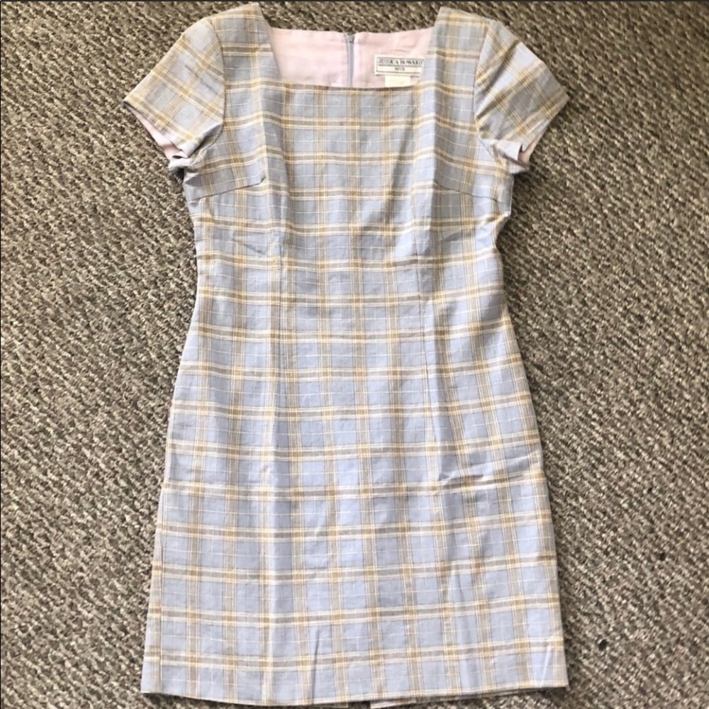 Vintage Jessica Howard Petite Blue Plaid Dress 8P